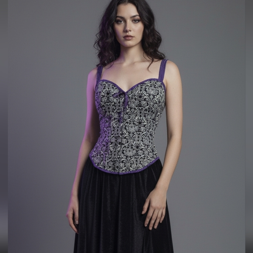 Cacique Baroque Mesh Corset Top Romantic Coquette Y2K‎ Whimsigoth